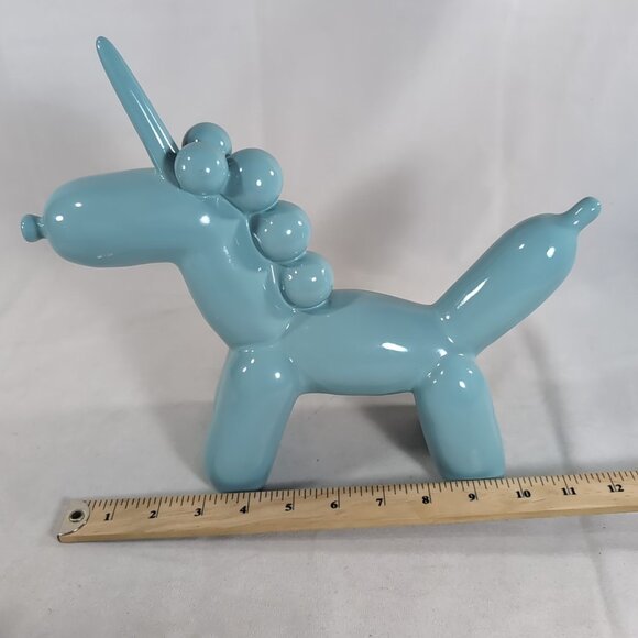 Balloon Animal Unicorn Sculpture Figure Blue Decor Paperweight 12x10" Dog Baby - Picture 9 of 11